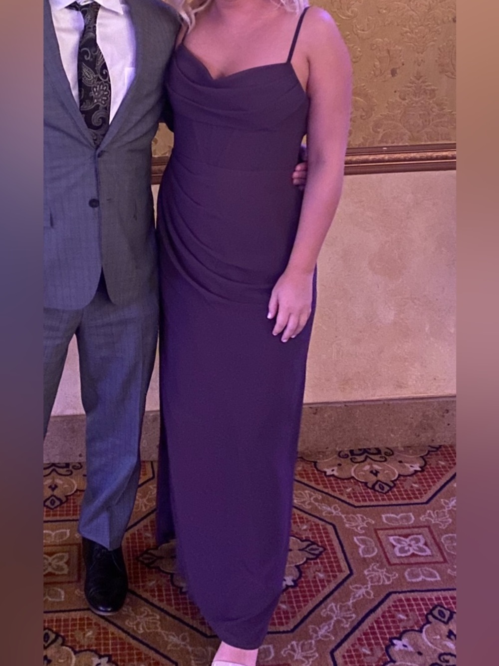 Azazie Kendall and Kylie dark purple maxi dress